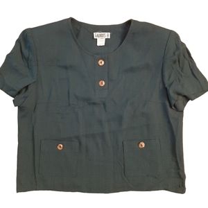 Taurus II Vintage Green Cropped Blouse Size 12